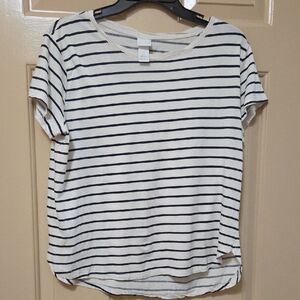 H&M Black and White Striped Short Sleeve Top